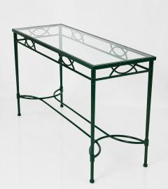 Mario Papperzini Mario Papperzini for Janus et Cie Green Iron and Glass Console Table - 4766686