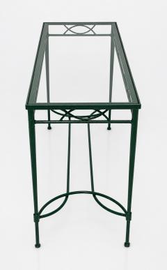 Mario Papperzini Mario Papperzini for Janus et Cie Green Iron and Glass Console Table - 4766687