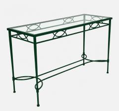 Mario Papperzini Mario Papperzini for Janus et Cie Green Iron and Glass Console Table - 4766691