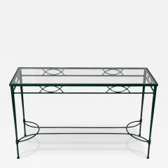 Mario Papperzini Mario Papperzini for Janus et Cie Green Iron and Glass Console Table - 4767484
