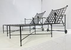 Mario Papperzini Pair of Patinated Iron Chaise Lounges by Mario Papperzini for Salterini - 4202931
