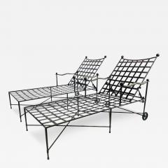 Mario Papperzini Pair of Patinated Iron Chaise Lounges by Mario Papperzini for Salterini - 4203740