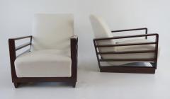 Mario Quarti Fine pair of Mario Quarti rationalist beech white lounge chairs 1940 - 1936561