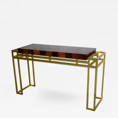 Mario Sabot Mario Sabot 1970s Double Framed Bronze and Burl Walnut Console - 329801