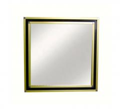 Mario Sabot Mid Century Modern Italian Art Deco Style Brass Framed Wall Mirror - 4553087
