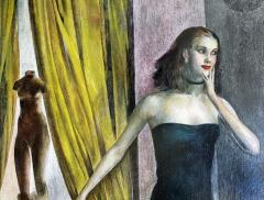 Mario Zamparelli Glamorous Female Musician Lost in Thought Next to Nude Statue of a Torso - 4446752