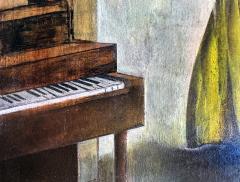 Mario Zamparelli Glamorous Female Musician Lost in Thought Next to Nude Statue of a Torso - 4446753