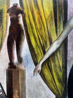 Mario Zamparelli Glamorous Female Musician Lost in Thought Next to Nude Statue of a Torso - 4446756