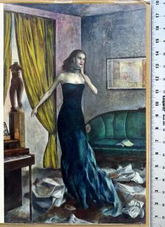 Mario Zamparelli Glamorous Female Musician Lost in Thought Next to Nude Statue of a Torso - 4446758