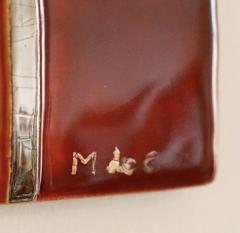 Marion de Crecy MARION DE CRECY GILDED AND ORANGE AND COGNAC COLOR GLAZED CERAMIC MIRROR - 1894917