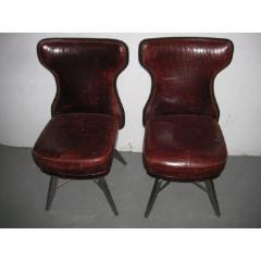 Mark David Designs Red Crocodile Embossed Leather Swivel Chairs a Pair - 1654324