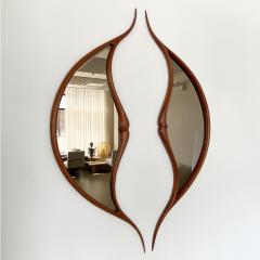 Mark Levin Pair Studio Craft Movement Sculptural Walnut Wall Mirrors by Mark Levin - 3429384