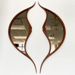 Mark Levin Pair of Studio Craft Movement Carved Sculptural Walnut Wall Mirrors Mark Levin - 1332424