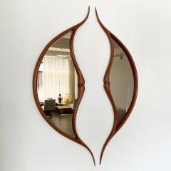 Mark Levin Pair of Studio Craft Movement Carved Sculptural Walnut Wall Mirrors Mark Levin - 1332426