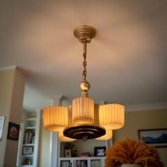 Markel Company American Art Deco Chandelier with Faceted Slip Shade Glass - 4320644