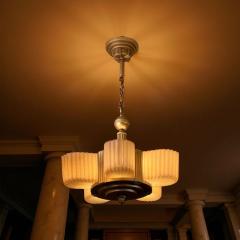 Markel Company American Art Deco Chandelier with Faceted Slip Shade Glass - 4320645