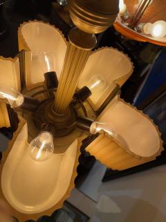 Markel Company American Art Deco Chandelier with Faceted Slip Shade Glass - 4320652