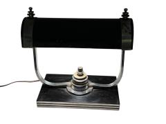 Markel Company MODERNIST ART DECO CHROME BLACK ENAMEL BAKELITE DESK LAMP BY MARKEL - 4605107