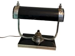 Markel Company MODERNIST ART DECO CHROME BLACK ENAMEL BAKELITE DESK LAMP BY MARKEL - 4608019