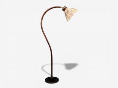 Marksl jd Attribution Floor Lamp Stained Wood Fabric Sweden 1970s - 4453186
