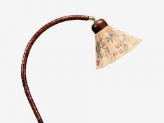 Marksl jd Attribution Floor Lamp Stained Wood Fabric Sweden 1970s - 4453188