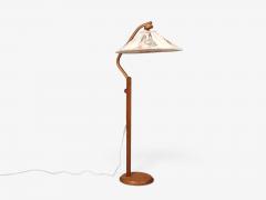 Marksl jd Swedish Modern Adjustable Floor Lamp Pine Fabric Sweden 1970s - 4816231