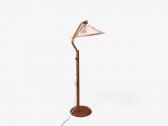Marksl jd Swedish Modern Adjustable Floor Lamp Pine Fabric Sweden 1970s - 4816232