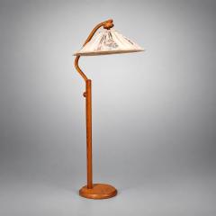 Marksl jd Swedish Modern Adjustable Floor Lamp Pine Fabric Sweden 1970s - 4816245