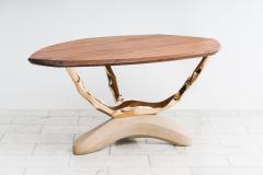 Markus Haase Bronze Walnut and Limestone Foyer Table - 2380678