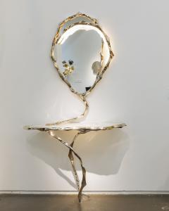 Markus Haase Markus Haase Bronze and Marble Console with Bronze Mirror DE - 1296815