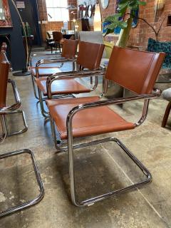 Mart Stam Pair of 6 Mart Stam Italian Leather Armchairs 1950s - 2153324
