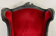 Marteen Baas Renaissance Revival Style Smoke Red Velvet Wingback Chair Ottoman - 2898994