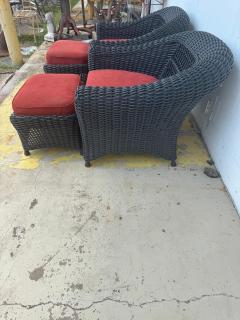 Martha Stewart Pair of Martha Stewart Wicker Lounge Chairs and Ottomans - 4306835