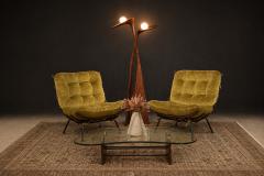 Martin Eisler Pair of Costela Armchairs in Brazilian Hardwood Olive Mohair Martin Eisler - 4586191