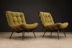 Martin Eisler Pair of Costela Armchairs in Brazilian Hardwood Olive Mohair Martin Eisler - 4586193