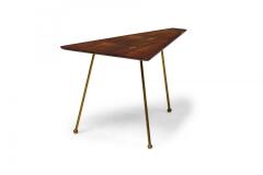 Martin Freedman 2 Piece Set of Mid Century American Polygonal Wood and Brass Nesting Tables - 4274082