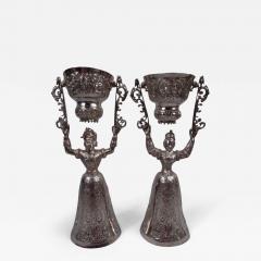 Martin Sugar Pair of Antique Neresheimer German Silver King Queen Wedding Cups - 3781562
