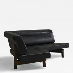 Martin Visser Martin Visser One Off Boomerang Sofa in Solid Weng Black Leather Netherlands - 4469371