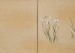 Maruyama Oshin 1838 Japanese Screen Pair Flowers Grasses of the Four Seasons - 4404175