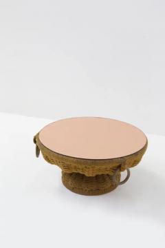 Marzio Cecchi Important Marzio Cecchi Coffee Table in Rope and Pink Mirror - 3675755