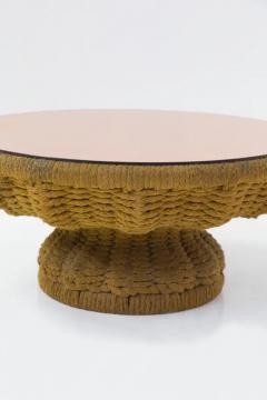 Marzio Cecchi Important Marzio Cecchi Coffee Table in Rope and Pink Mirror - 3675760