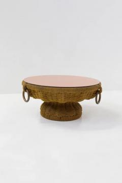 Marzio Cecchi Important Marzio Cecchi Coffee Table in Rope and Pink Mirror - 3675761