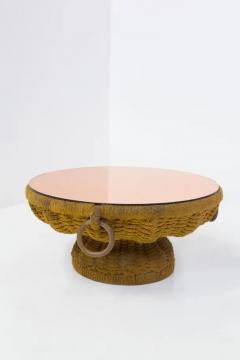 Marzio Cecchi Important Marzio Cecchi Coffee Table in Rope and Pink Mirror - 3675823