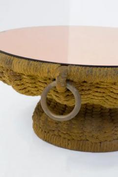 Marzio Cecchi Important Marzio Cecchi Coffee Table in Rope and Pink Mirror - 3675830