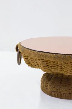 Marzio Cecchi Important Marzio Cecchi Coffee Table in Rope and Pink Mirror - 3675836