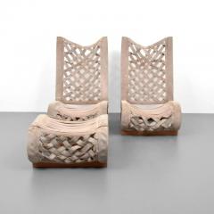 Marzio Cecchi Pair of Marzio Cecchi Lounge Chairs and Ottoman circa 1975 - 124252