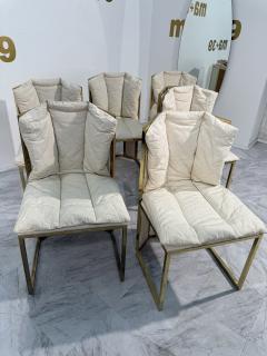 Marzio Cecchi Set of Six Marzio Cecchi Brass and Rattan Dining Chairs Italy 1970s - 4348455