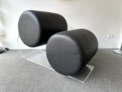 Marzio Cecchi Space Age Pair of Lucite Leather Slipper Chairs by Marzio Cecchi Italy 1970s - 3100813