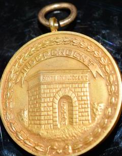 Masonic Gold Moon Stone Pendant Medal Award - 339648