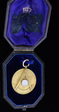 Masonic Gold Moon Stone Pendant Medal Award - 339649